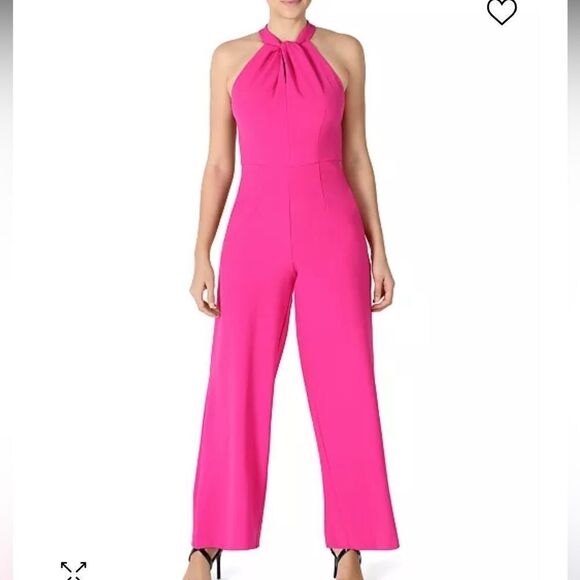 Julia Jordan Fuchsia PinkTwist Front Halter Jumpsuit - Picture 1 of 11